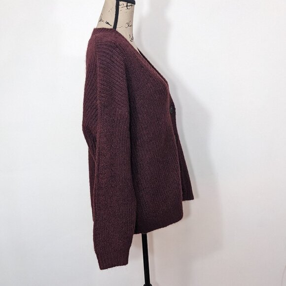 NWT Old Navy Women Chunky Button Burgundy Red Cardigan Sweater V Neck Size L - Picture 7 of 10
